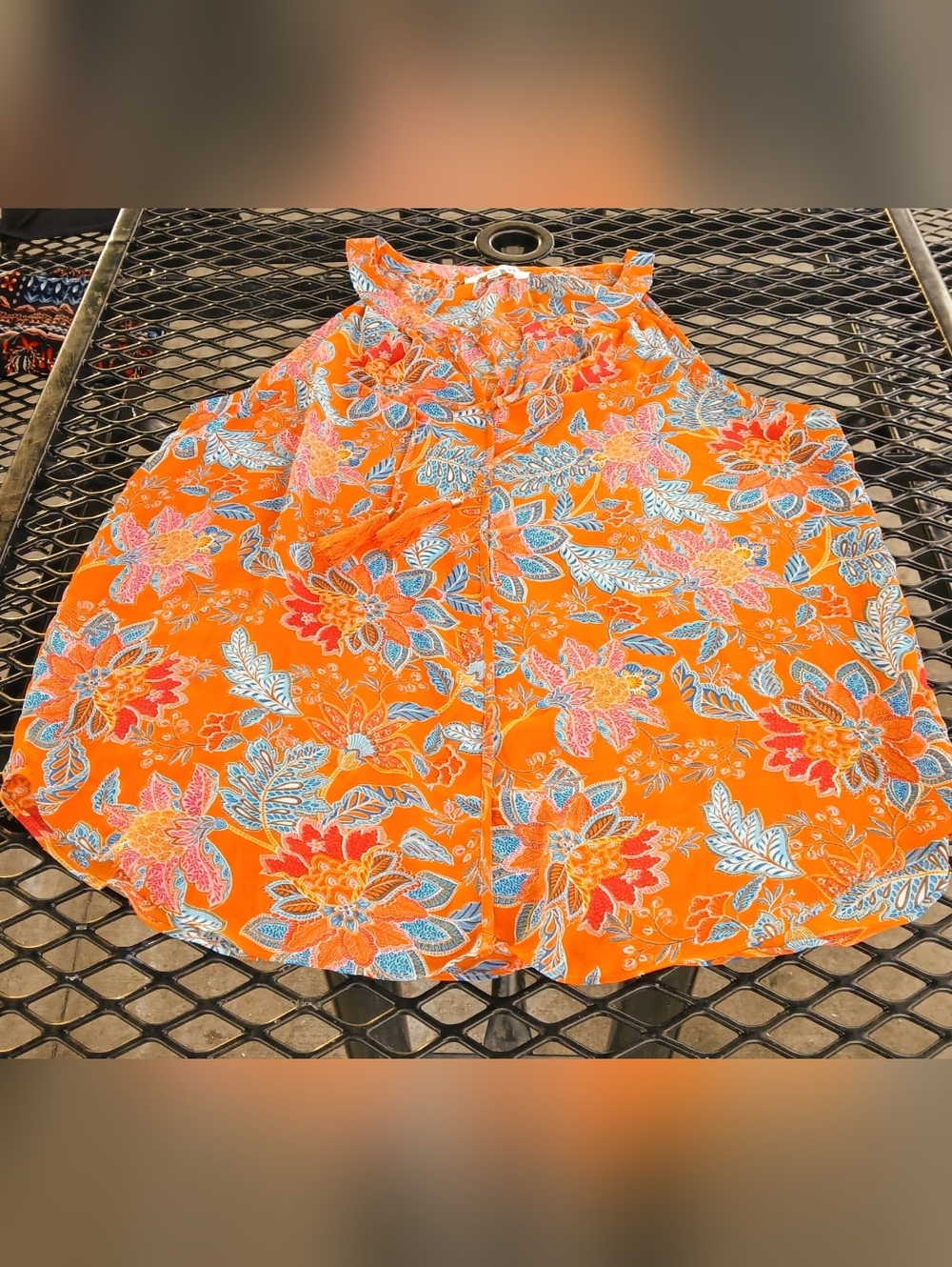 Rose & Olive Women's Sleeveless Orange Floral Blouse Size XL